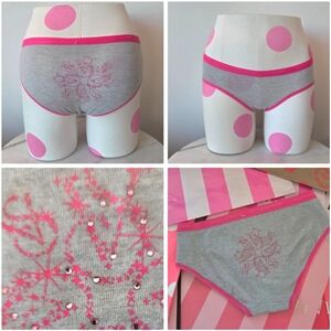 Victoria's Secret VTG Cotton Lingerie Hiphugger Panty NWT Rhinestones Logo Y2K